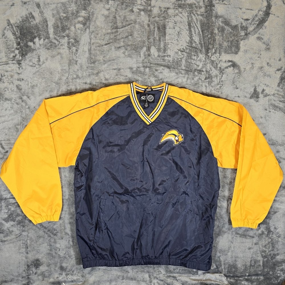 NHL G3 Sports Glll Pullover Windbreaker Jacket Size Large Buffalo Sabers V Neck